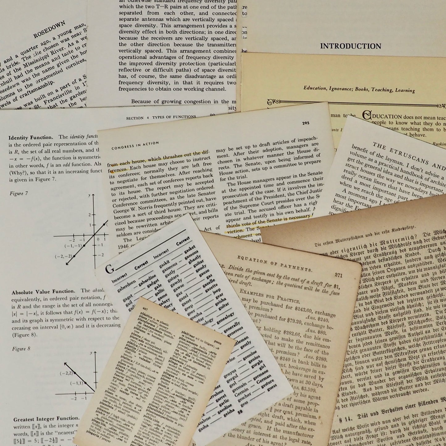 Curated Vintage Book Page Bundles From 1890s to 1980s - 10 to 25 different books!