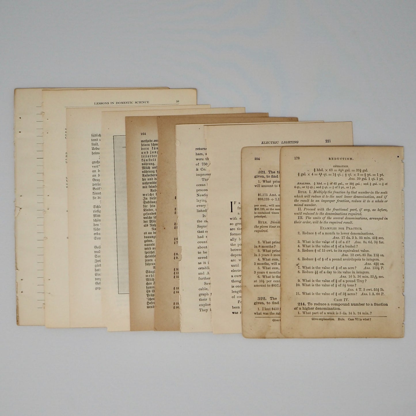 10 Antique book pages from 1880s to 1910s (5 different books) - Vintage Ephemera