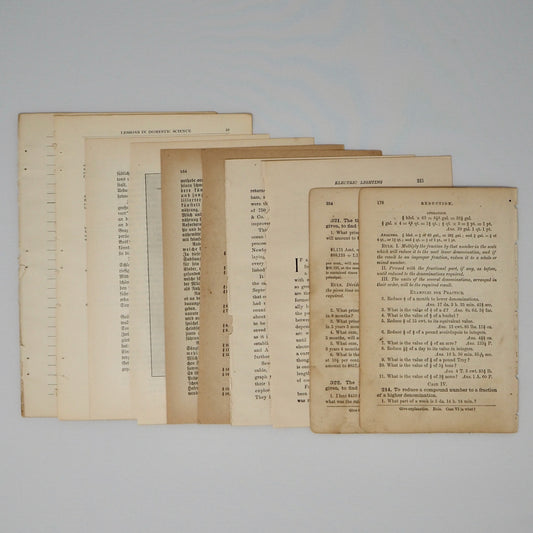 10 Antique book pages from 1880s to 1910s (5 different books) - Vintage Ephemera