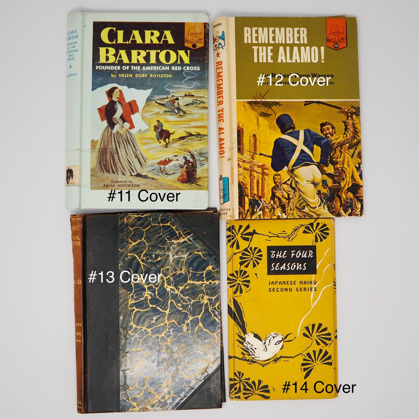 Vintage Distressed Book Covers, 4-11 inches tall, Full of Character, Front & Back, Attached Spines