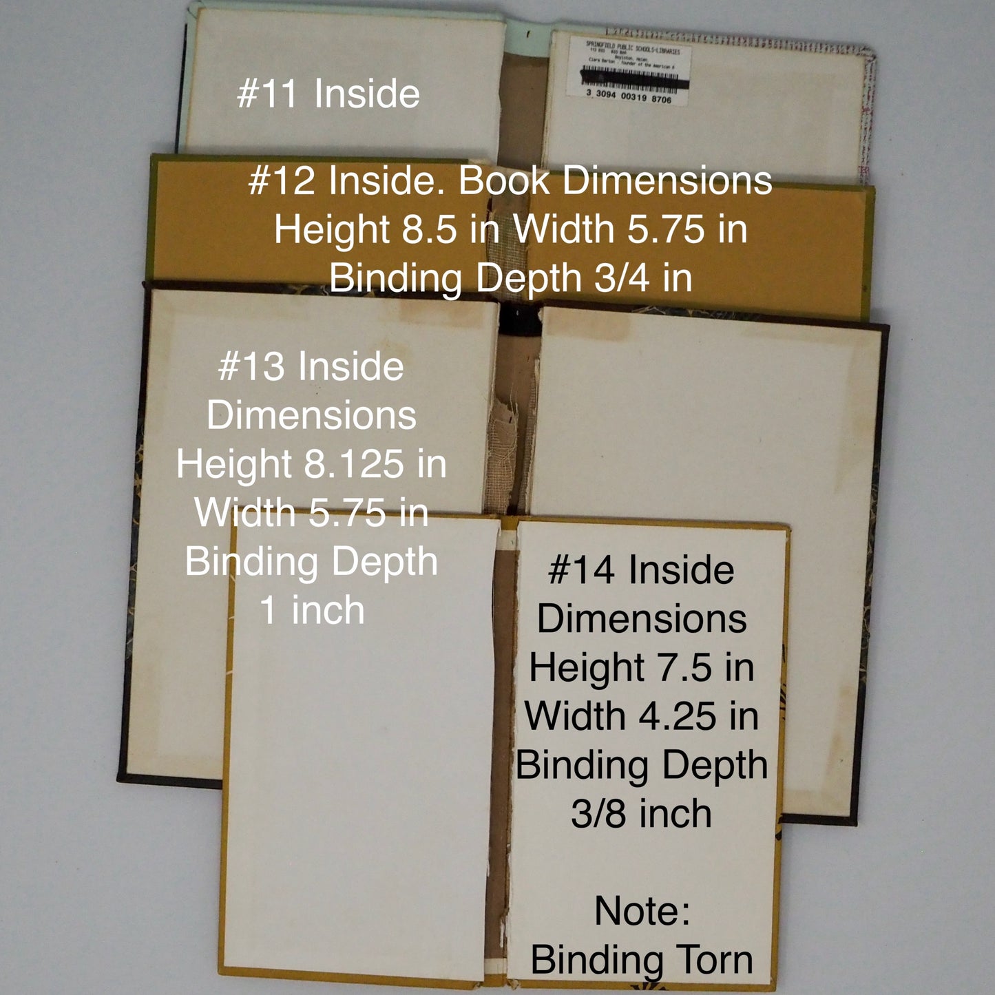 Vintage Distressed Book Covers, 4-11 inches tall, Full of Character, Front & Back, Attached Spines